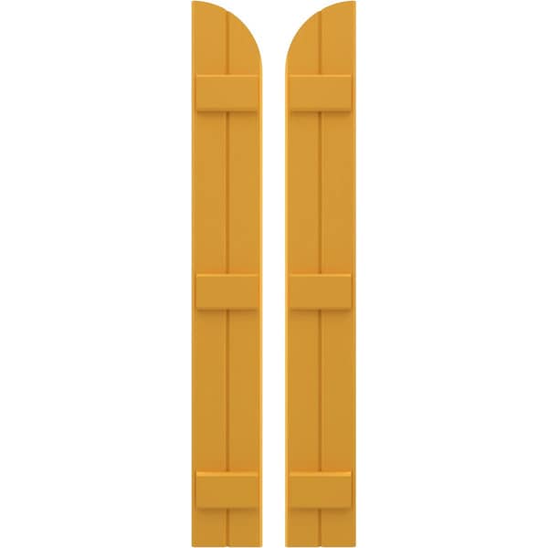 Ekena Millwork Americraft 2-Board (3 Batten) Wood Joined Board-n-Batten Shutters w/ Arch Top, ARW401BQ207X77TUH, PR ARW401BQ207X77TUH - main